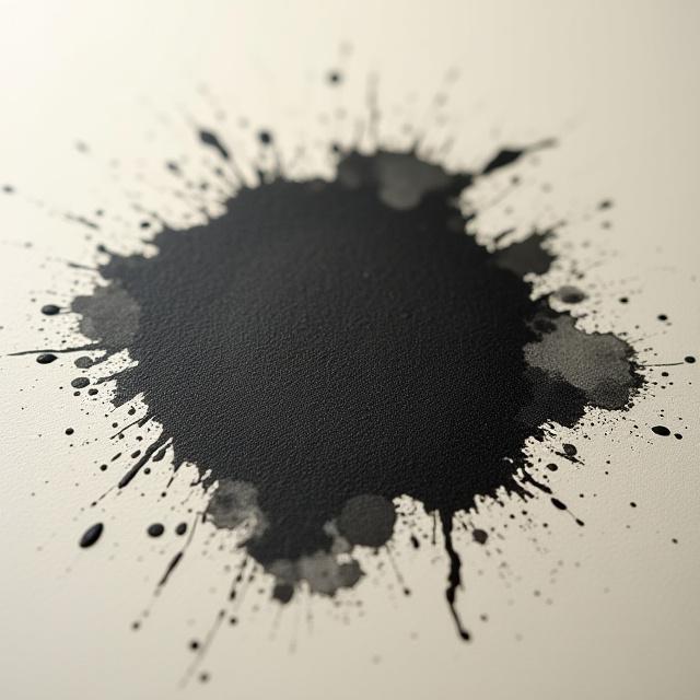 Close up of high-quality black ink flowing on heavy grain paper