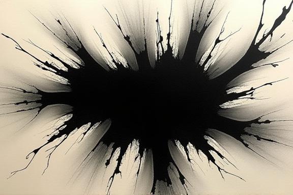 Macro shot of black ink bleeding into high-quality textured paper