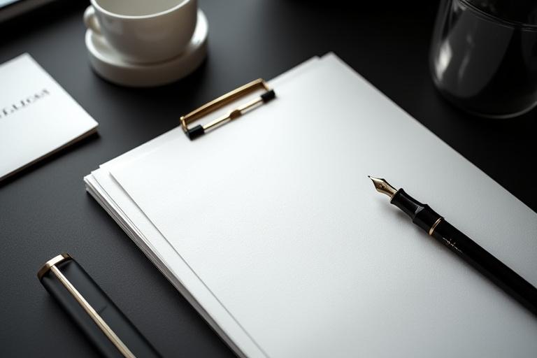 Monochrome document with serif typography for a financial firm