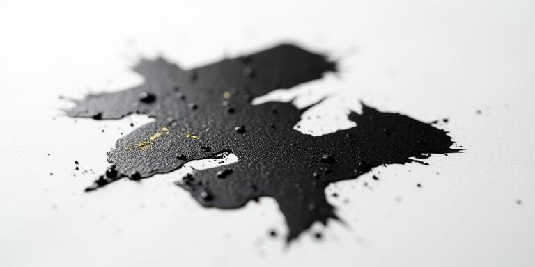 Close up of black ink calligraphy on textured paper