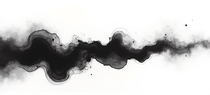 Artistic macro shot of black ink flowing on heavy paper stock