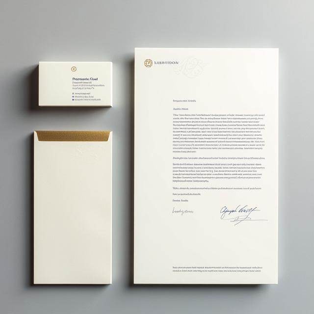 Bespoke corporate stationery with embossed calligraphy gold foil